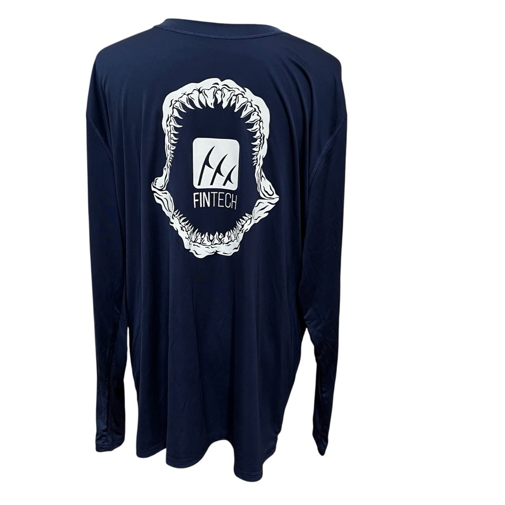 FINTECH Men’s XL Cape Fear Sun Defender UV Navy Blue Long Sleeve T-Shirt
